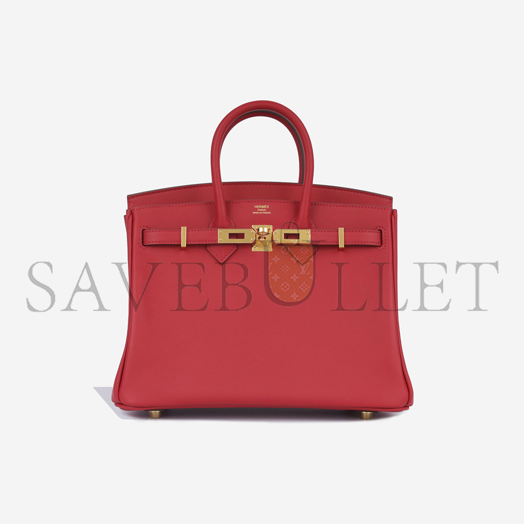 H**mes birkin 25 swift leather flag red gold buckle h049362ck12 (25*20*13cm)